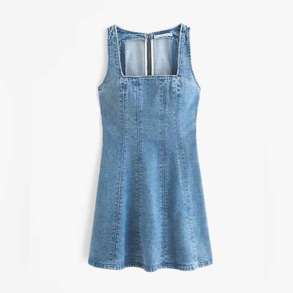 NWT The A&F Mila Squareneck Denim Mini Dress - Picture 2 of 8